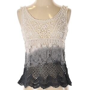 American Eagle Dip Dyed  Black & White Festival Bohemian Ombre Tank Top